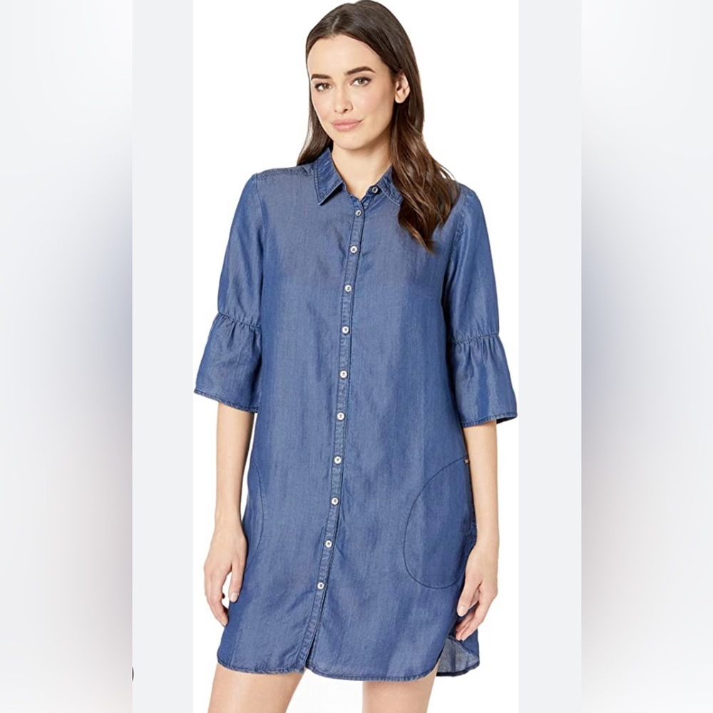 FDJ French Dressing Women's Denim Shirt Dress with Bell Sleeves
